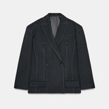 Solid Lapel Blazer Women Coats Fashion Full Sleeve Pocket One Button Jackets 2026 Autumn Daily Office Lady Commute Outwear