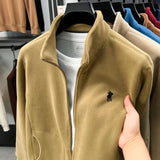 Luxury brand men's jacket winter thick plush warm pockets new coat fashion classic Paul embroidery zipper stand up collar top