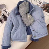 MEXZT Corduroy Parka Women Fashion Patchwork Puffer Jacket Winter Korean Down Coats Long Sleeve Casual Cotton Padded Outerwears