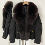 Down Jacket Women Real Fox Fur Collar Autumn 2025 Winter White Duck Down Coat Warm Puffer Jacket Female Waterproof  Feathers