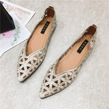 Flat Shoes Women 2026 Summer Pointy Joker Hollow Leisure Commuter Flat Spring Elegant Women's Shoes Breathable Hole Shoes