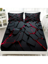 3Pcs Lightning Glow Fitted Sheet Set 3D Printed Soft Red Black Bedspread Single Twin Queen King Size Bed Sheet Set Home Decor