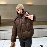2026 Winter Women Thicke Cotton Coat Loose Hooded Puffer Jacket New Cropped Down Cotton Padded Coat  Female Parkas Outwear