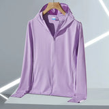 UPF45 UV Sun Protection Clothing Women's Zip Up thin Hoodie Long Sleeve Seatshirt Light Outdoor Fishing Running Hiking Jacket