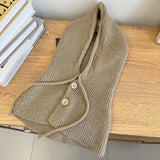 Winter Balaclava Hat Warm Knitted Women's Hood Hat Solid Color One-piece Neck Pullover Cap Outdoor Cashmere Caps