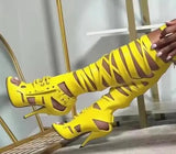 2026 Women Sandals Knee High Boots Cross Strap Hollow Fashion Elegant Sexy Women Shoes Newest Round Toe Thin Heels 4
