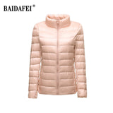 Women Short Puffer Jacket 2025 New Fashion Stand Collar Lightweight Water-Resistant Packable Female Down Parka Casual Coat