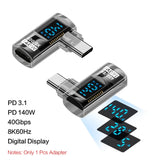 90 Degree USB C Adapter Right Angle U Shape Type C Adapter 40Gbps Data Transfer PD 140W USB4.0 8K 60Hz Video for Thunderbolt 3/4