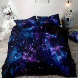 Soft and Comfortable Purple Star Galaxy Print Duvet Cover Set - Washable Microfiber Bedding for Bedroom and Guest Room