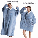 Women Plush Fleece Blanket Men Warm Thick Hoodies Adult Giant TV Blanlets with Sleeves Super Long Cold-proof Homewear Pajamas