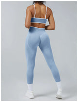 Sculpting Color Block Yoga Set with Tummy Control Shorts