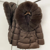 Natural Fur Collar Down Jacket Women Winter 2026 High Quality Duck Down Puffer Parka Windproof Warm Down Coat Outerwear New