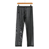 Men's Sleep Bottoms Transparent Mesh Breathable Pajamas for Men Sleepwear Leggings