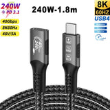 USB4 Cable 40Gbps 48V 240W For Thunderbolt 4 Type C Fast Charging Cable Thunderbolt3 USB C to C Data Transfer Cable For Laptop