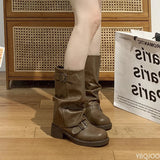 Autumn and Winter Fashion Retro Brown Western Cowboy Boots Women's Boots 2025 New Look Slim Thick and Stacked Short Boots