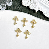 20PCS 3D Light Luxury Classic Cross Nail Charms Creative Exquisite Retro Alloy Cross Nail Art Decorations for DIY Cool Manicure