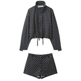 TARUXY Fashion Polka Dot Print Jacket Coat Women's Stand Collar Long Sleeved Workwear Coat Ins Hot Short Casual Female Jackets