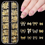24-Piece 3D Y2K Millennial Nail Art Decoration Set, Assorted Rhinestones, Pearls, Butterfly, Heart & Flower DIY Nail Charms