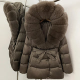 Natural Fur Collar Down Jacket Women Winter 2026 High Quality Duck Down Puffer Parka Windproof Warm Down Coat Outerwear New