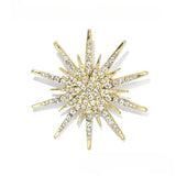 Rhinestone Hexagram Brooches for Women Men Fashion Starburst Metal Lapel Pin Clothes Accessories Office Leisure Jewelry Gift