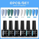 Color Block Series | Glossy Nails 0.24 oz Trendy Candy Foam Gel Semi-Permanent Nail Art Drip LED Nail Salon DIY Nail Art Gel Sea
