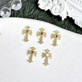 20PCS 3D Light Luxury Classic Cross Nail Charms Creative Exquisite Retro Alloy Cross Nail Art Decorations for DIY Cool Manicure