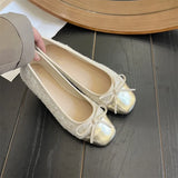 Women's Shoes Autumn New Ballet Shoes Leather Round Head Women's Shoes Flat Casual Classic Breathable Style Ladies Single Shoes