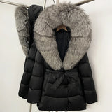 Natural Fur Collar Down Jacket Women Winter 2026 High Quality Duck Down Puffer Parka Windproof Warm Down Coat Outerwear New