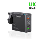 160W USB C Charger Fast Charging PD QC3.0 Wall Charger Adapter For iPhone 16 Samsung S24 Xiaomi Huawei Multi Ports Phone Charger