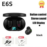Digital Display Bluetooth Earphones with Mic TWS E6S Wireless Bluetooth Headset Noise Cancelling Headset for Xiaomi Huawei Oppo