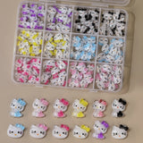 50Pcs Leopard Sanrio 3D Resin Nail Charms Mixed Kuromi My Melody Kitty Nail Parts DIY Manicure Decor Accessories