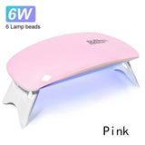 Portable 6 LED UV Nail Lamp 6W Mini Nail Dryer Machine Foldable Manicure Tool for Gel Polish Varnish Quick Drying USB Cable
