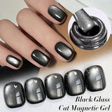 1-9pcs TC Flow Light White Cat Eye Gel Nail Polish Ultra Shine Soak Off UV Gel Mirror Glass Cat Magnet Gel Varnish Nail Supplies