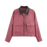 SLTNX Spring Pink Casual Jacket Women's Loose Fit Streetwear Front Zipper Pockets Lounge Wear Daily Outerwear