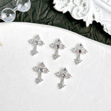 20PCS 3D Light Luxury Classic Cross Nail Charms Creative Exquisite Retro Alloy Cross Nail Art Decorations for DIY Cool Manicure