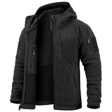Men's Hunting Fleece Jacket Hiking Hunting Outdoor Fleece  Tactical Jacket Winter Warm Full Zip Military Hoodies Multi-Pockets