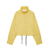MUJER Polka Dot Bomber Jackets for Women Oversized Cropped Jacket Woman Long Sleeve Women's Jacket Fashion Winter Coat Female