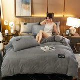 Warm Winter Duvet Cover Bedding Set Thick Solid Color Velvet Double Soft Quilt Cover Twin Queen King Comforter Cover Sets 220*24