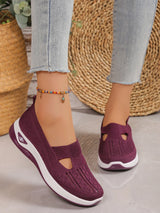 Women's shoes, casual sports shoes, solid color breathable sports soft-soled lightweight walking shoes, low-top knitted casual s
