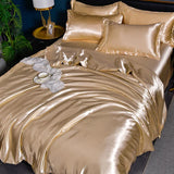 A/B Double-Sided Color Bedding Set Silky Satin Duvet Cover Bed Sheet Pillowcase Luxury Bedsheet King Queen Double Twin Size