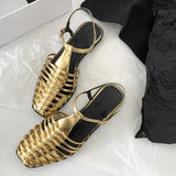 JOZHAMTA Size 34-43 Women Flats Sandals  Fashion Summer Shoes Real Leather Casual Sexy Round Toe Party Daily Dress Sandals
