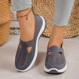 Women's shoes, casual sports shoes, solid color breathable sports soft-soled lightweight walking shoes, low-top knitted casual s