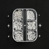 6/12Grids Gold Star Moon Metallic Rivet 3D Nail Charms Alloy Sun Moon Starlight Rhinestones Nail Studs For Nail Art Decoration