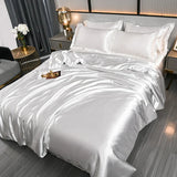 A/B Double-Sided Color Bedding Set Silky Satin Duvet Cover Bed Sheet Pillowcase Luxury Bedsheet King Queen Double Twin Size