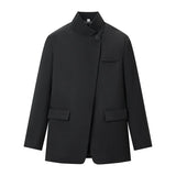 HH Women Fashion Plaid Blazer Coat Stand Collar Long Sleeve Jacket 2026 Spring Trend Casual Office Lady Chic Outerwear