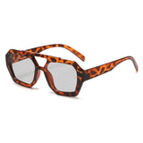 Hiking Women Fashion Polygonal Double Bridge Anti Light Glasses Luxury Minimalist Leopard Pattern Design Eyeglasses UV400