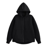 HH Autumn Women Casual Hooded Jacket Loose Oversize Zipper Hoodie Sweatshirts Solid Coat Office Lady Chic Outwear Tops