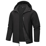 TACVASEN Hooded Softshell Jacket Mens Waterproof Rain Jacket Fleece Lined Work Jacket Outdoor Trekking Hiking Windbreaker Male