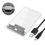 Transparent HDD Case HDD Enclosure 2.5 Inch SSD SATA To USB2.0 Type-C Adapter Portable External Hard Drive Box Tool-Free