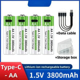 2025NEW Lithium-Ion Battery Type-C Rechargeable High-Capacity Battery AA&AAA Battery For remote control, mouse, electric toys